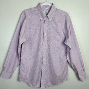 Brooks Brothers Regent Shirt Mens 16-4/5 Pink Check Button‎ Down Non Iron